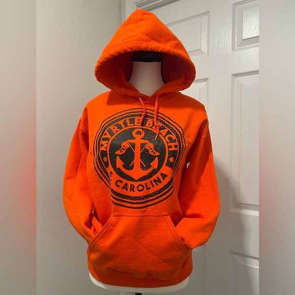 Gildan Orange Hoodie with Black Anchor Design - Picture 3 of 12